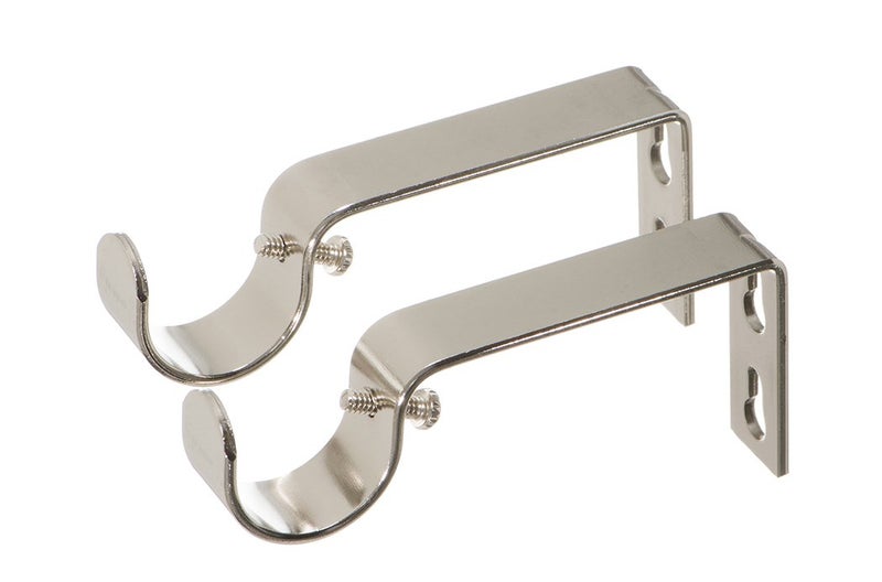 Ivilon حوامل ثابتة من إيفيلون لستائر القضبان - للقضبان بقطر 1 أو 1 1/8 بوصة. مجموعة من 2 - نيكل مصقول - Image 1